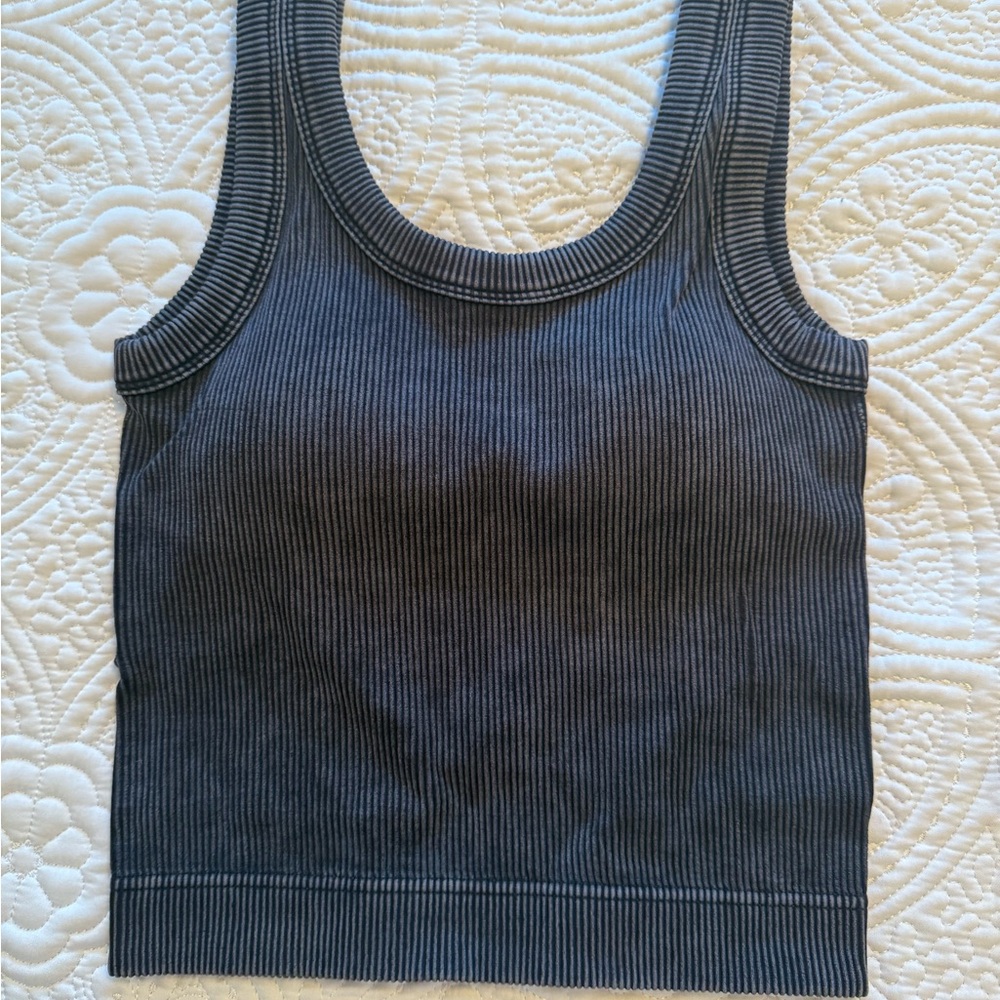 Zenana Outfitters Charcoal Ribbed Brami Top